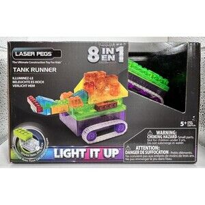 Laser Pegs Construction 8-in-1 Tank Runner Building Light-up Brick Set For Kids